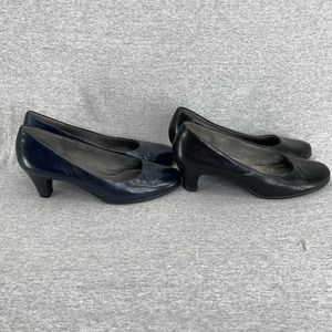 Aerosole Heels Leather Black Blue Bundle Lot Slip On Pumps Shoes Womens 9.5 M
